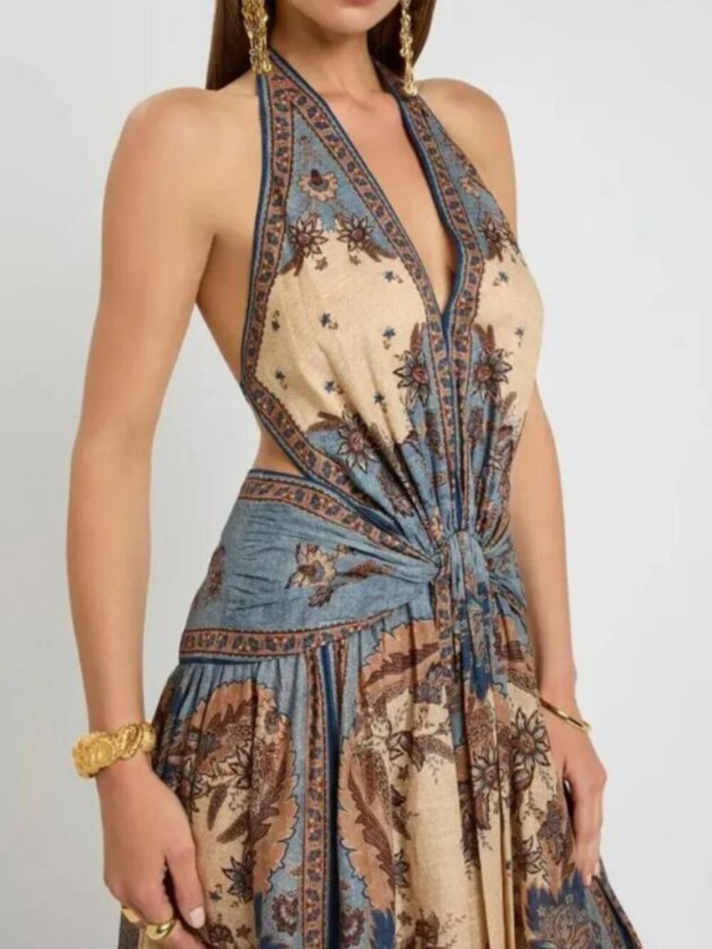 Zimmermann Ascension Plunge Halter Maxi in Blue - Picture 3 of 16